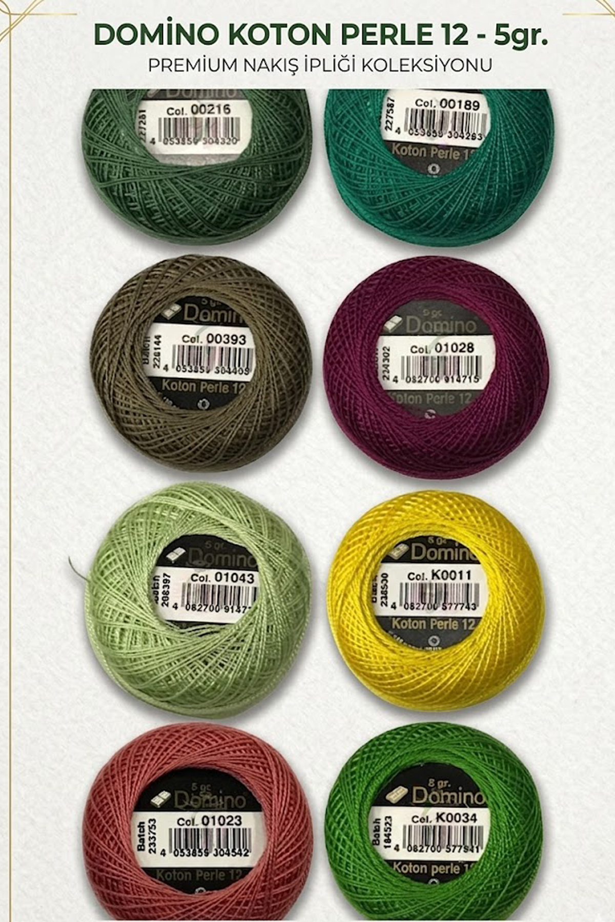 【eaphi】TAPE EMBROIDERY MIX KNIT domino 12 Koton Perle Nakış Kanaviçe Etamin Ipi Seti (8 Farklı