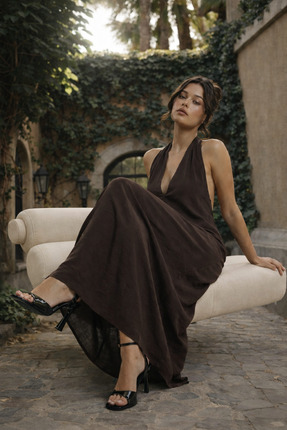 Marcelle Leandra Braco Kahve Elbise