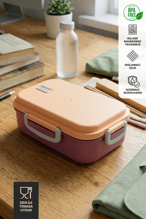 GOLCIA Tek Katlı Sızdırmaz Paslanmaz Çelik Beslenme Kabı - Pastel Pembe