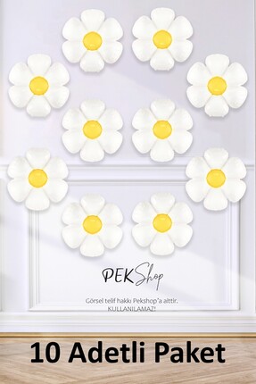 PEKSHOP 10 Adet Küçük Papatya Folyo Balon Paketi 10lu 40cm Papatya Folyo Balon