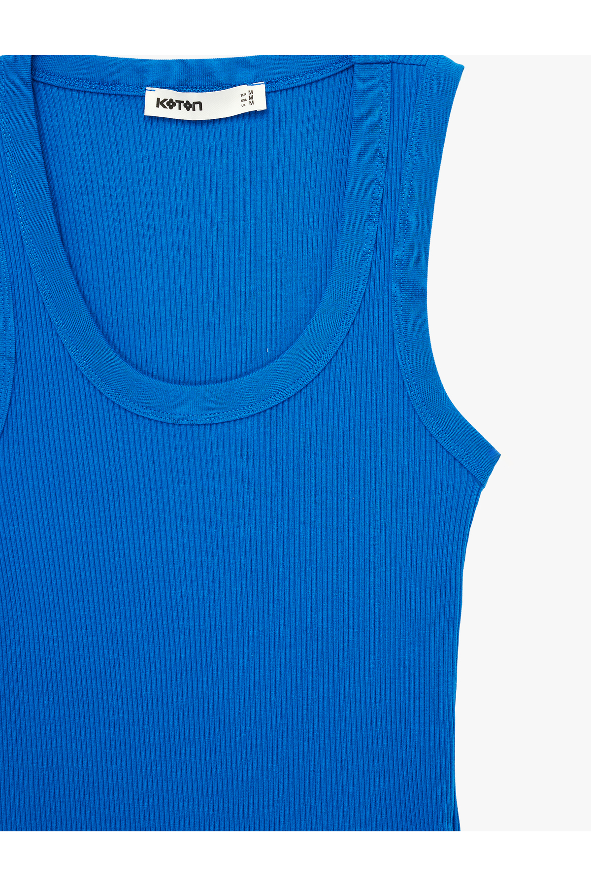 Koton Pamuklu U Yaka Slim Fit Kobalt Mavi Atlet görsel 6