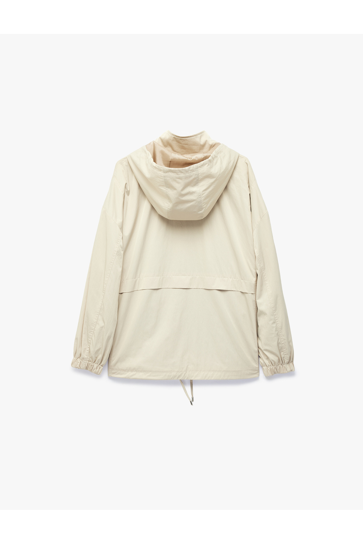 Koton  Krinkıl Paraşüt Kumaş Uzun Kollu Cepli Fermuarlı Oversize Kapüşonlu Yağmurluk - Görsel 2