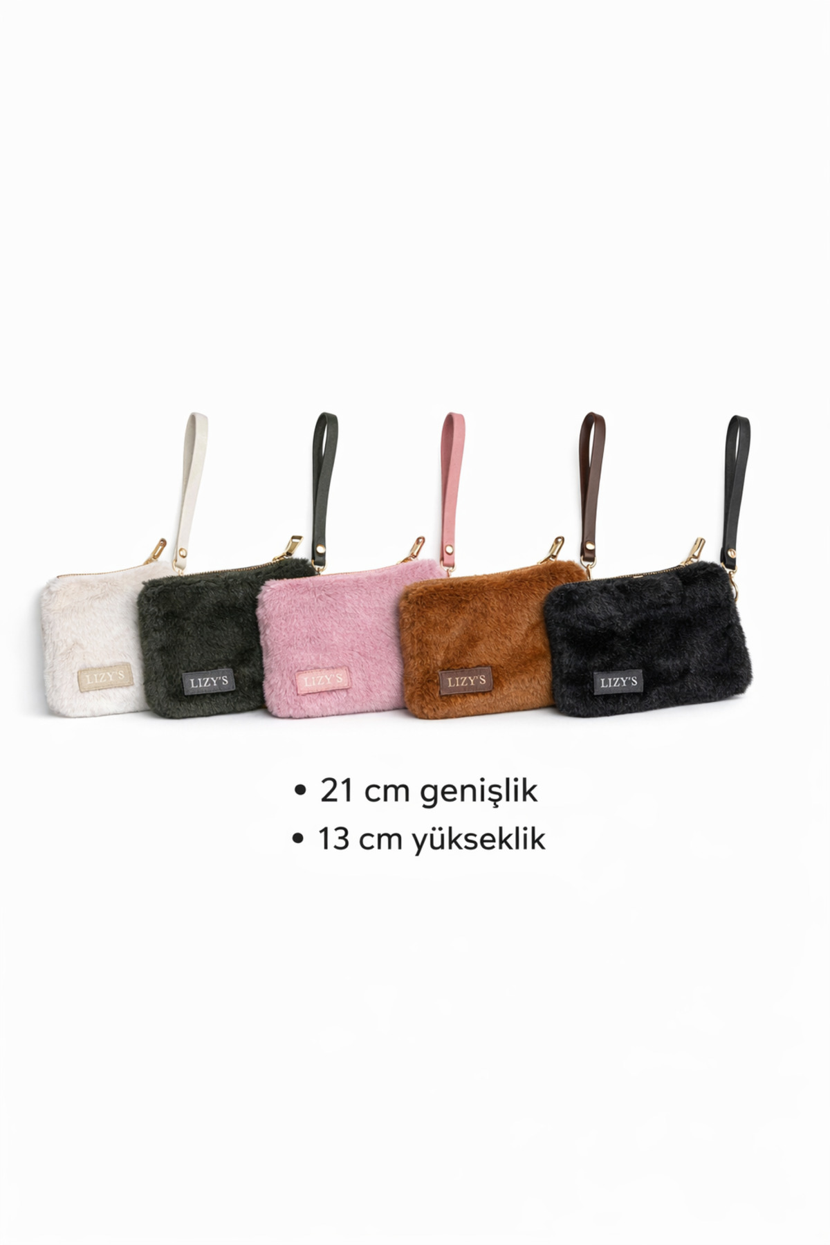 lizy's Makyaj Portföy Clutch Çanta Peluş görsel 2