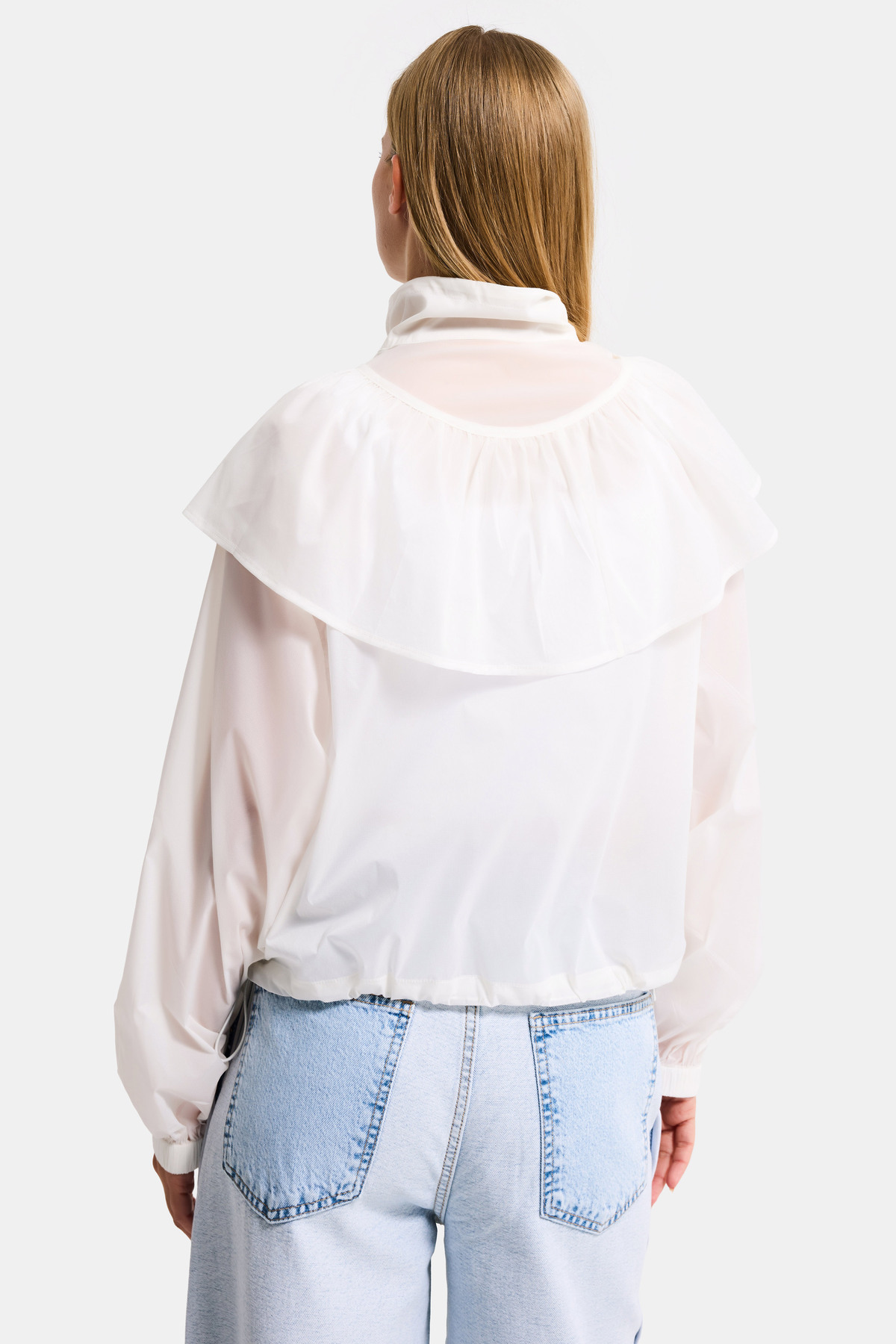 it's basic Kadın Ekru w5 Oversize Yakalık Detaylı Özel Kumaş Tasarım Yağmurluk görsel 3