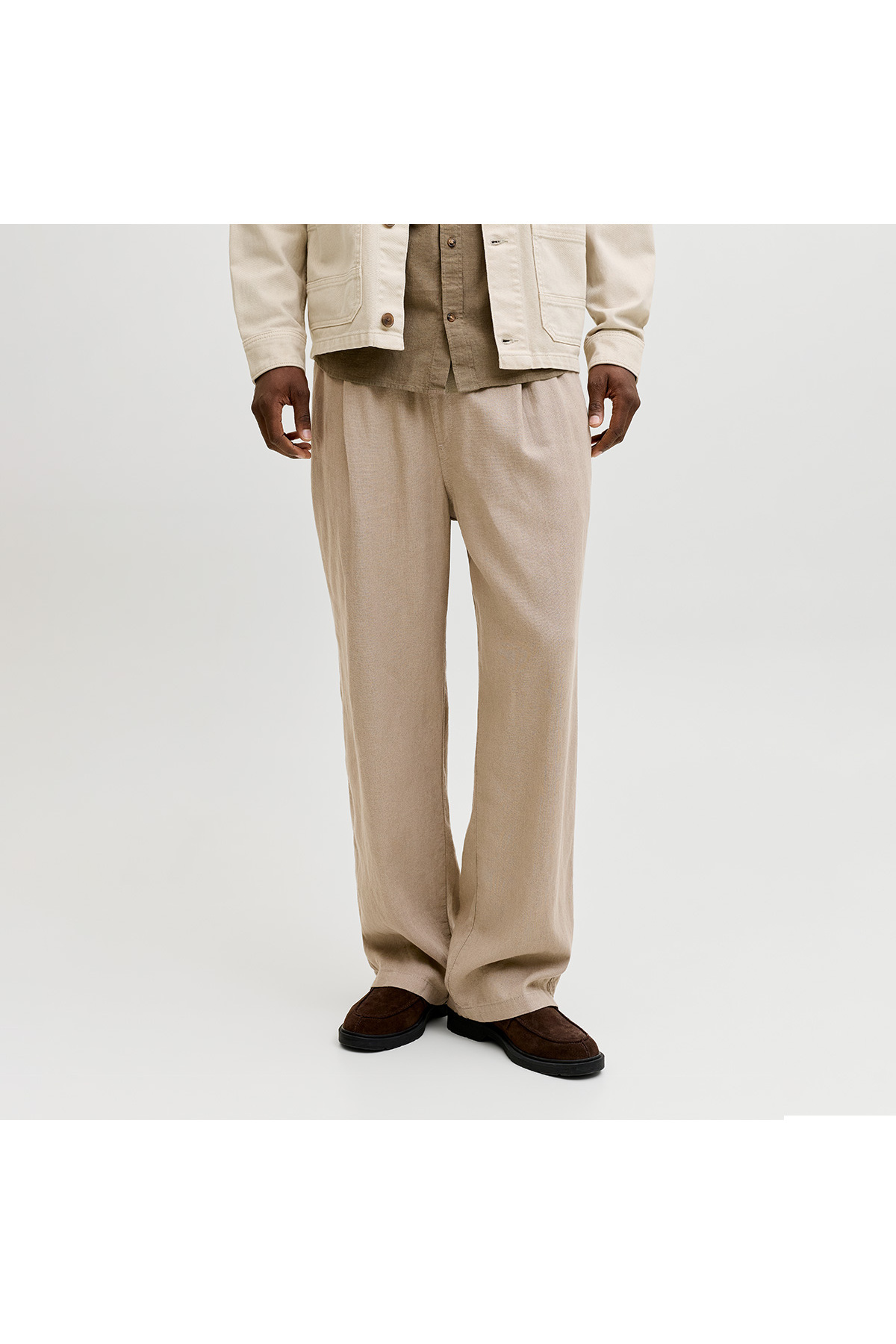 شلوار مردانه جک اند جونز مدل Bill Andros Vis Linen Blend Jogger بژ جک اند جونز شلوار Jack & Jones