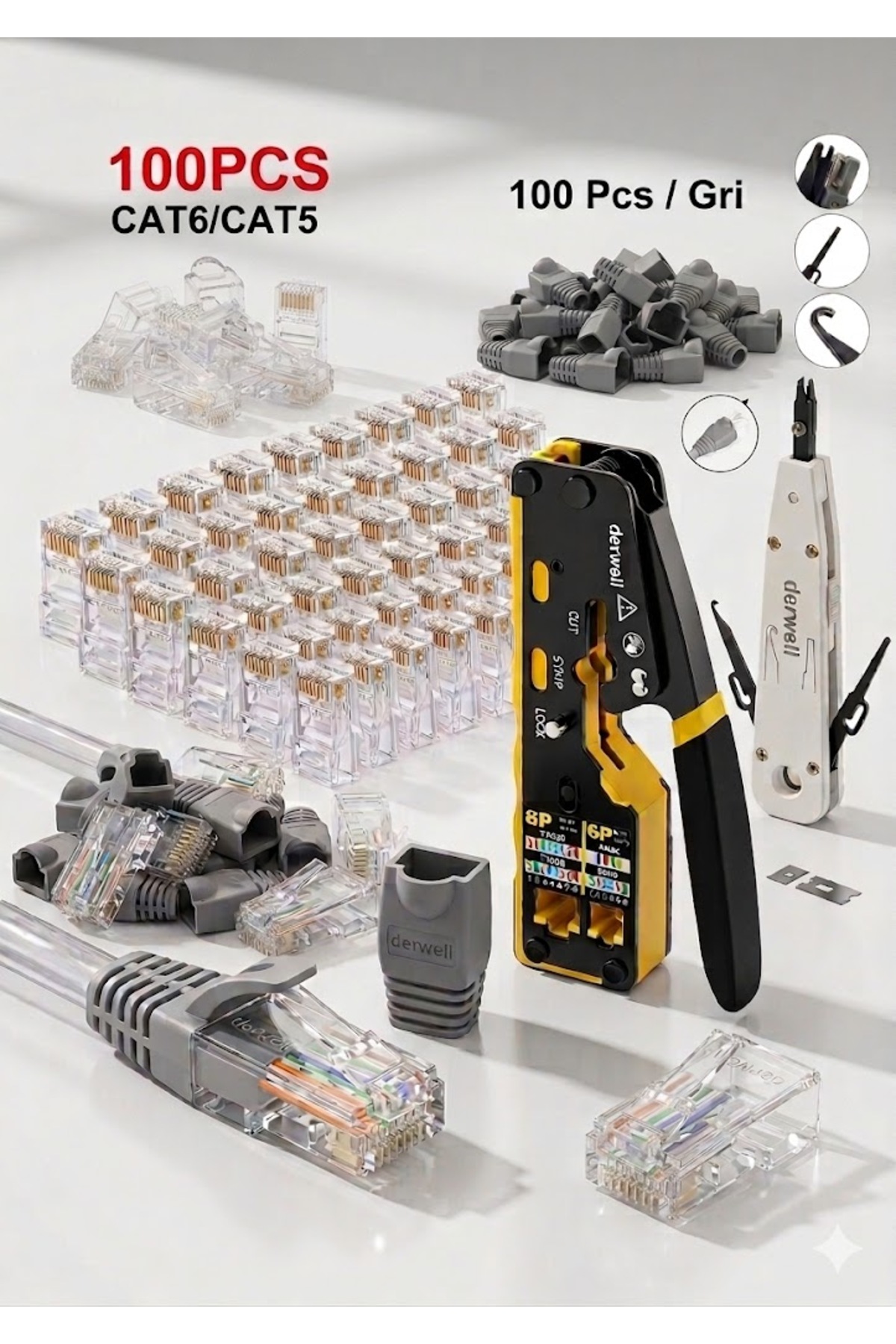 Yeni Nesil Ca6/7/8 Pense 100 Adet Delikli Jak 100 Adet Cover Koruma Kılıfı Krone Bıçağı Crimper 4in1