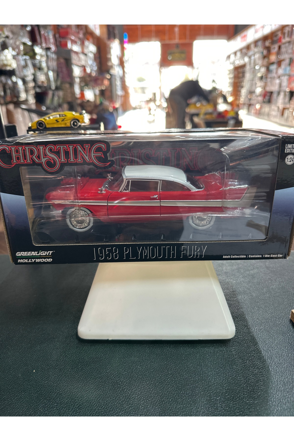 GREENLIGHT COLLECTIBLES - Voiture Miniature Plymouth Fury Christine 1958 - Échelle 1:43 - Métal Rouge/Blanc - Collectionneur