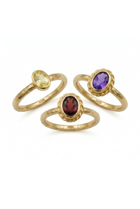 makeitbylove sultan 3 lü gümüş yüzük seti sitrin - garnet ve ametist, el işi ...
