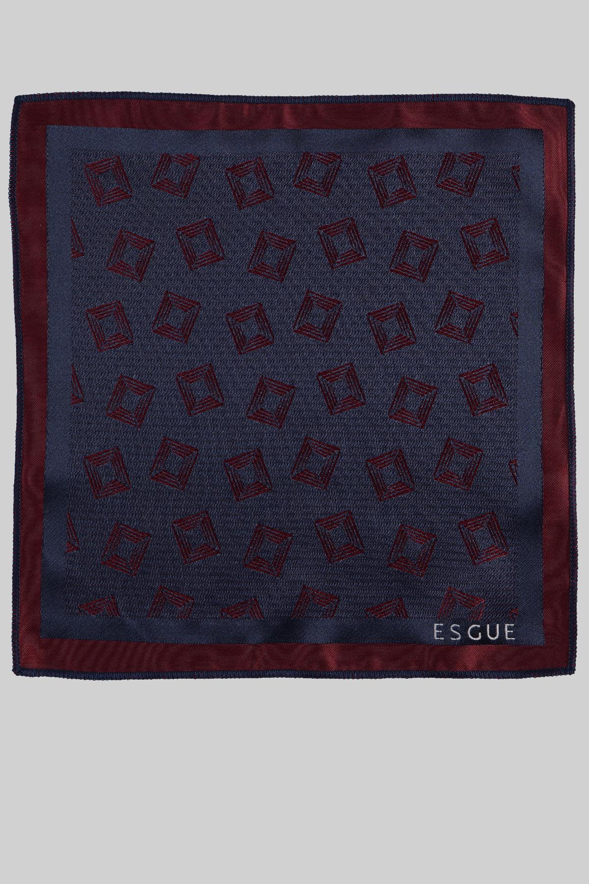 کراوات دستساز ۸ سانتیمتری طرح رترو سرمهای و زرشکی با دستمال جیبی Esgue مردانه | ESG115KRM1222 - تصویر 6