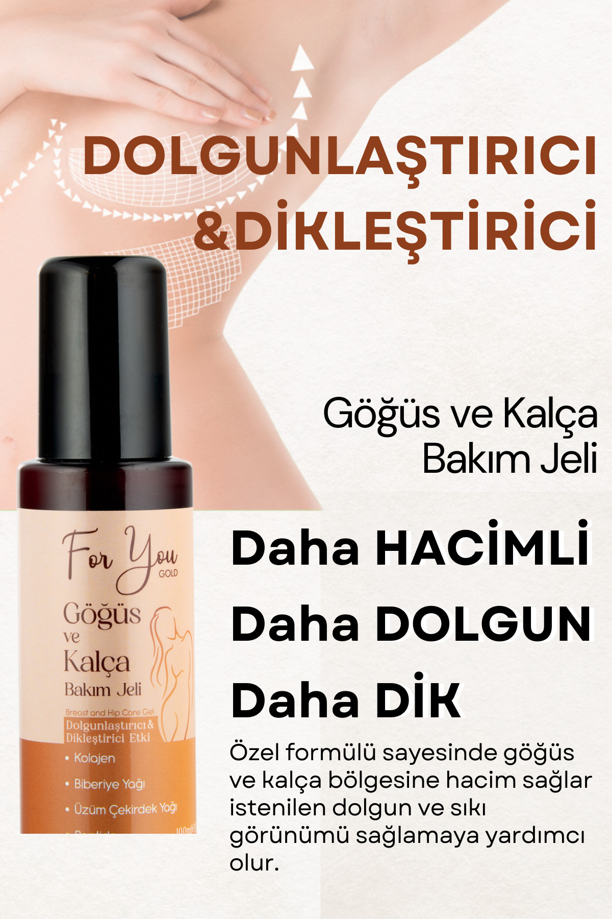 Dolgunlaştırıcı, Dikleştirici Göğüs Ve Kalça Büyütmeye Yardımcı Bakım Jeli 100 ml X 2 Adet — dolgun2set — تصویر 3 از 4