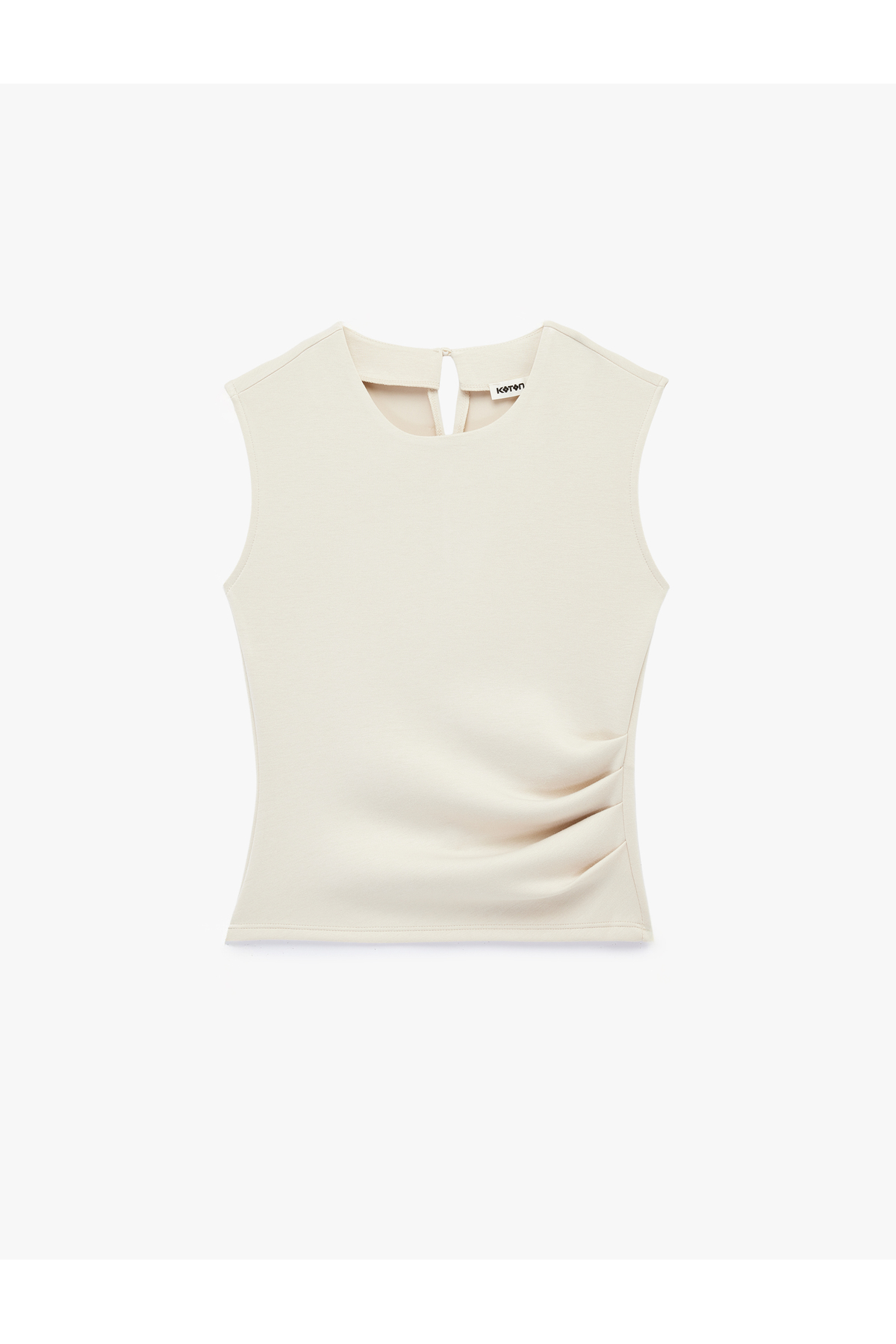 Koton  Scuba Kumaş Drape Detaylı Kolsuz Bisiklet Yaka Bluz