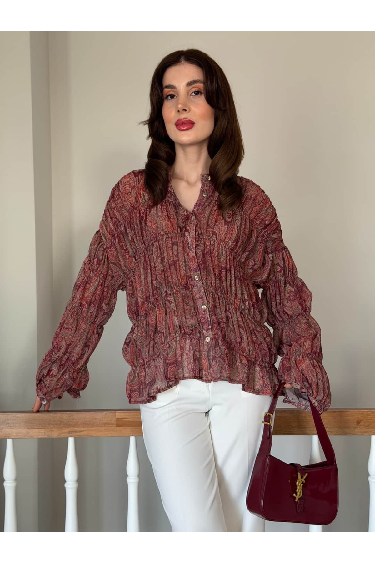 YK FASHION Etnik Desenli Gömlek görsel 2