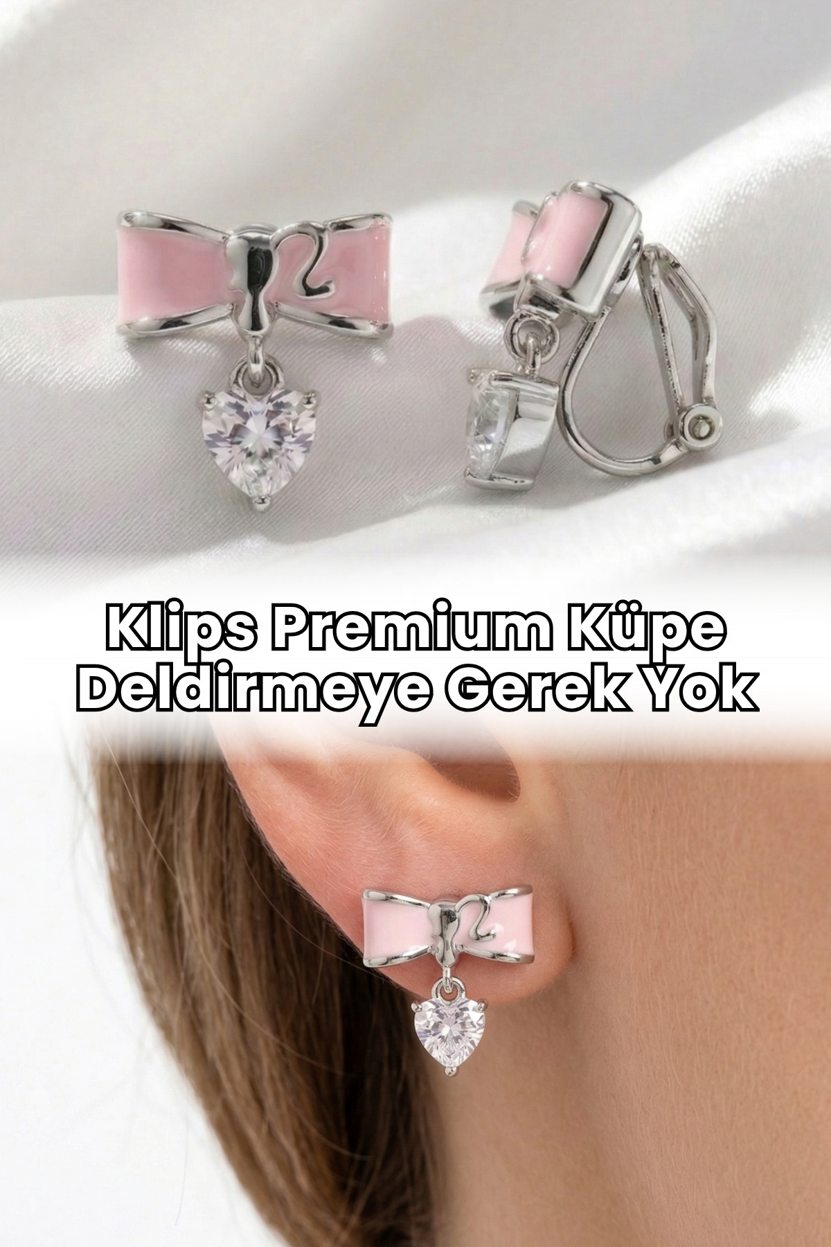 Elifsu Jewelry Klips Premium Küpe Barbie Fiyonk Zirkon Taş