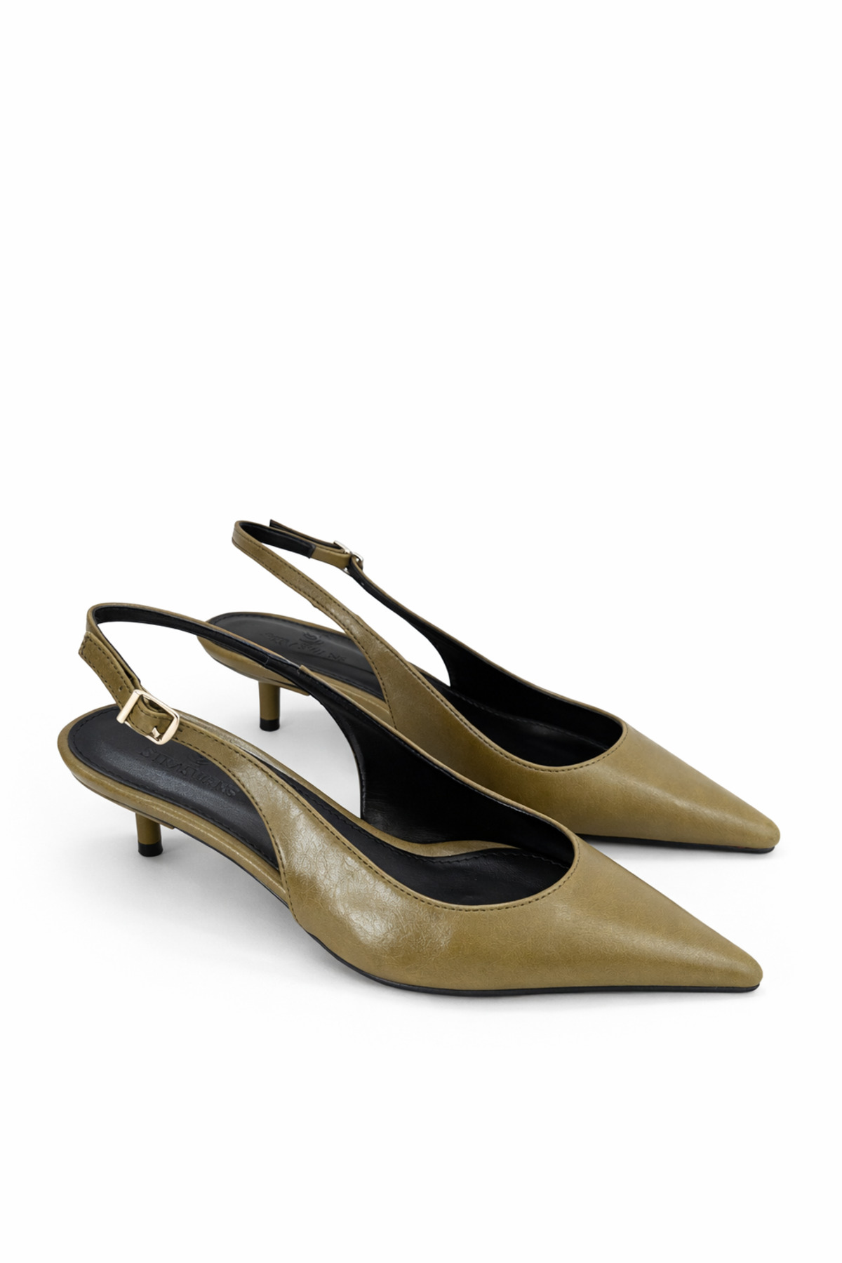 Straswans  Cuesta Kadın Topuklu Kırışık Deri Ayakkabı Olive - Görsel 2