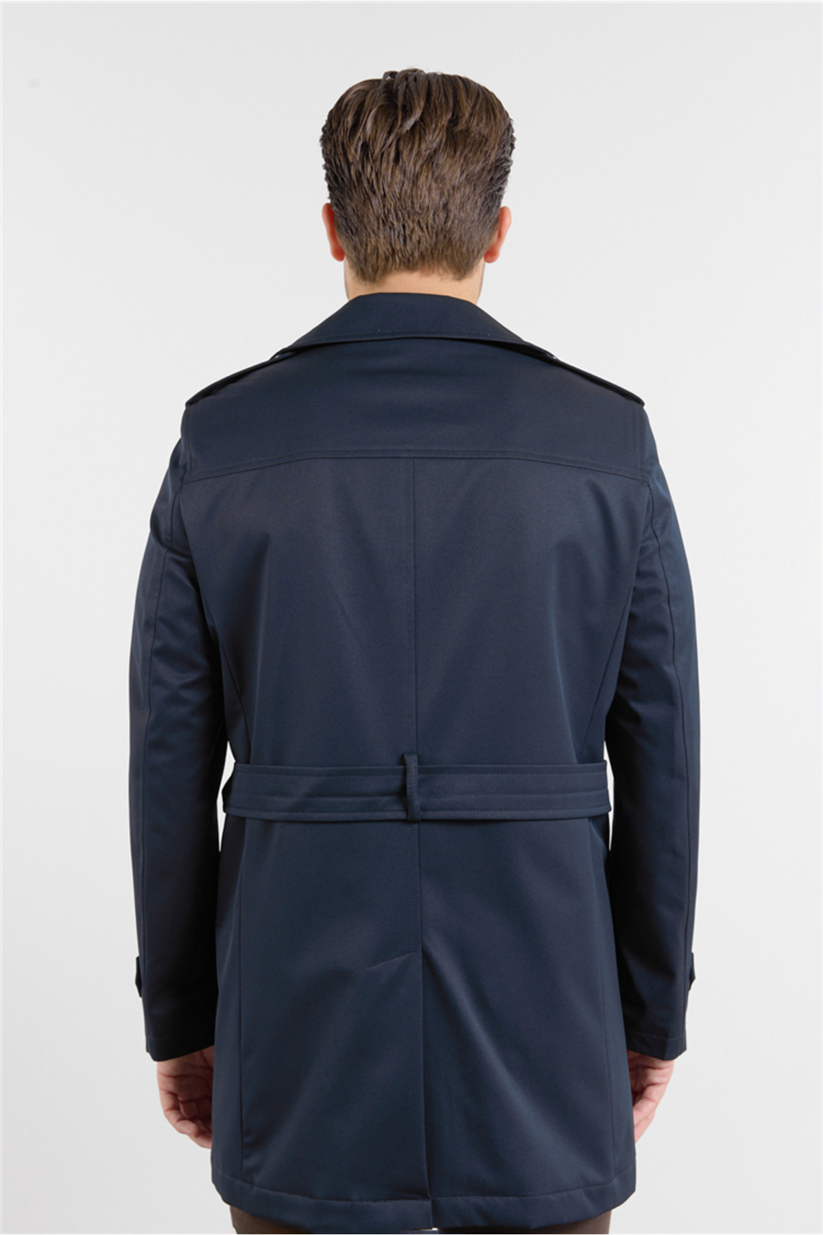 İmza Lacivert Mono Yaka Düz Classic Comfort Fit Trençkot 1006260150 görsel 6