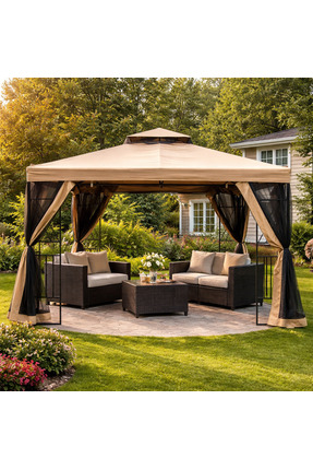 stratecht Villa Bahçe Kamp Çardak Tente Gazebo 3x3 m 300x300 cm Sineklikli Be...