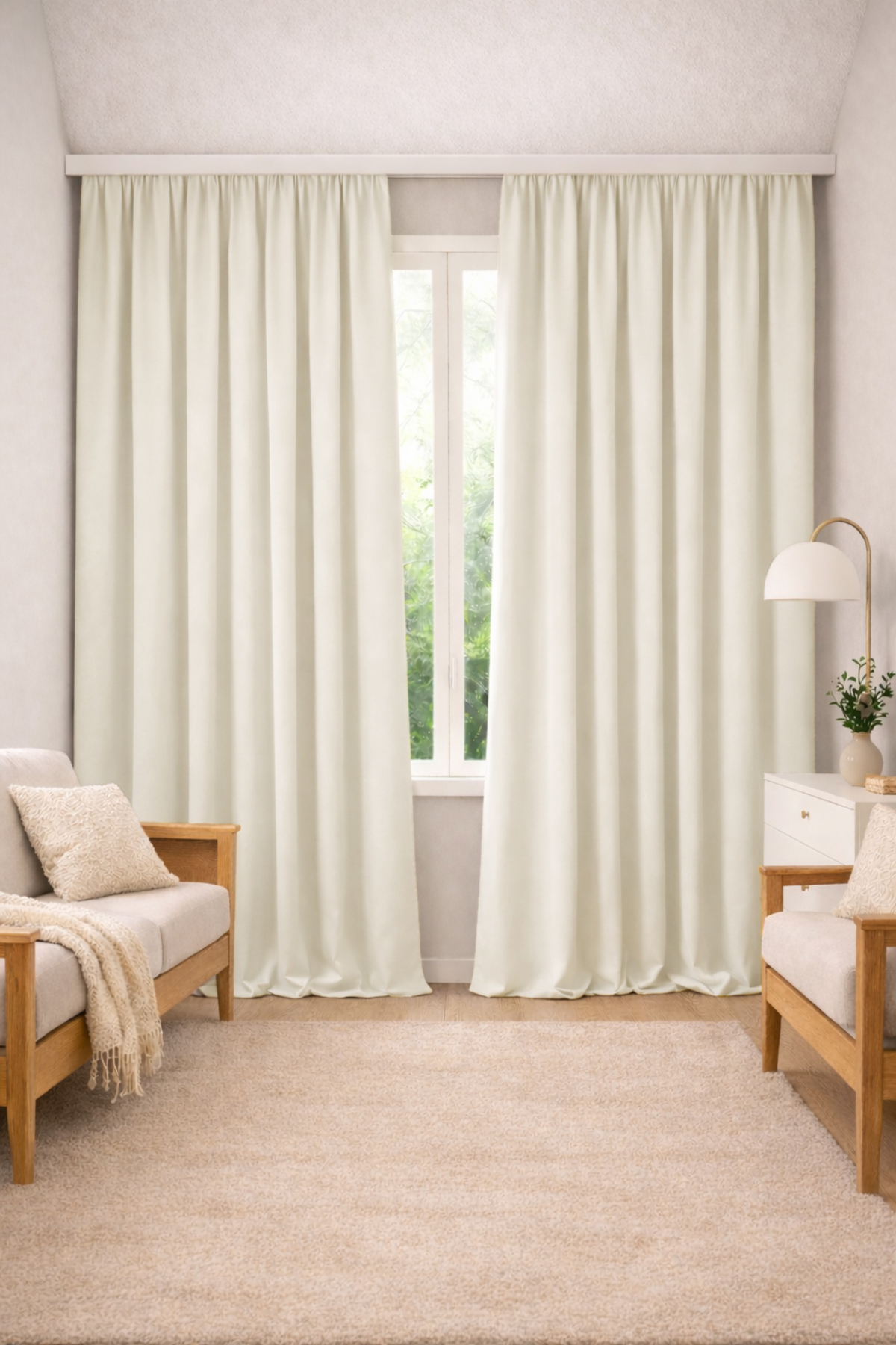 Linen Look Background Curtain Extra Wing Living Room Living Room Light Cream