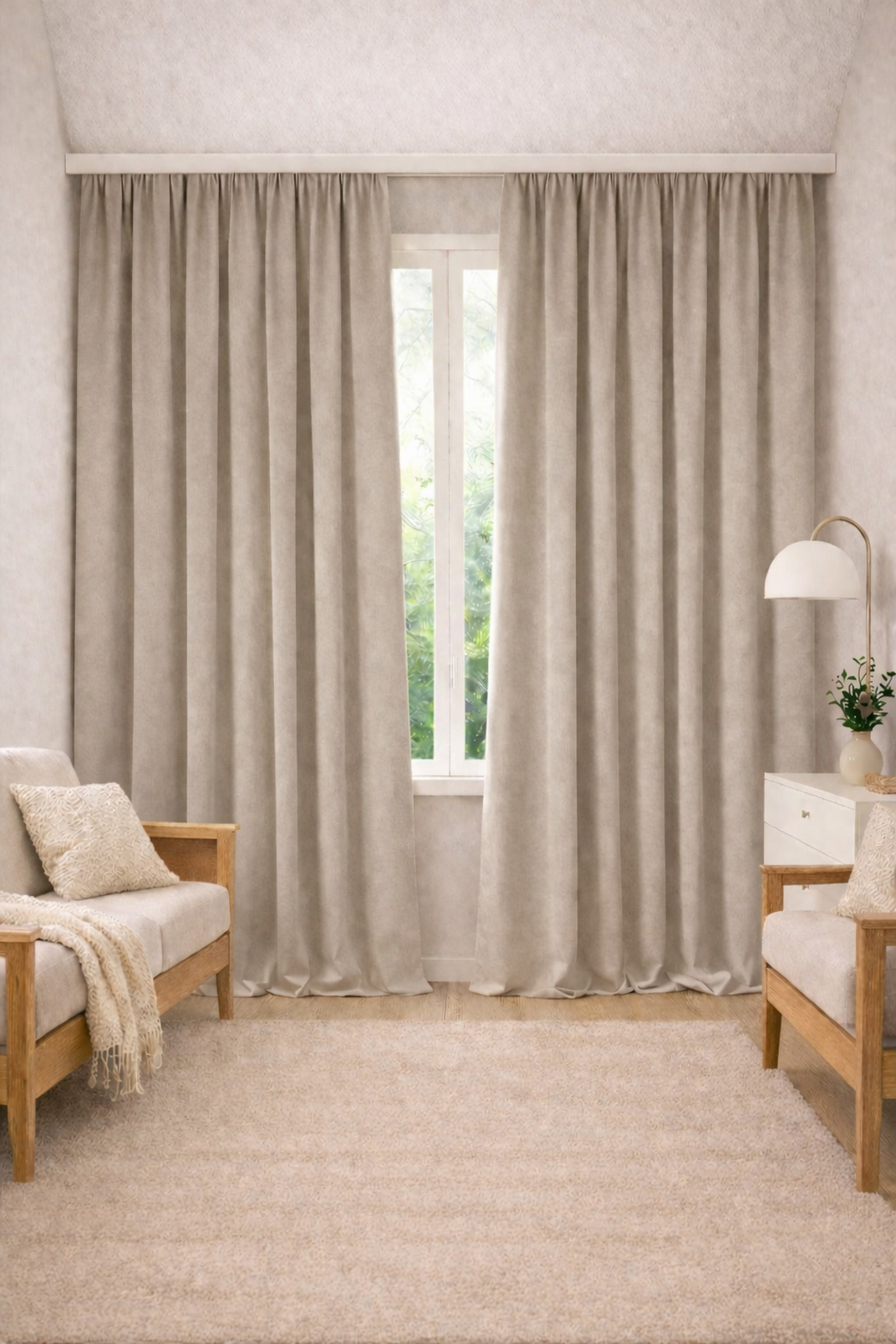 Linen Look Background Curtain Extra Wing Living Room Living Room Stone Color