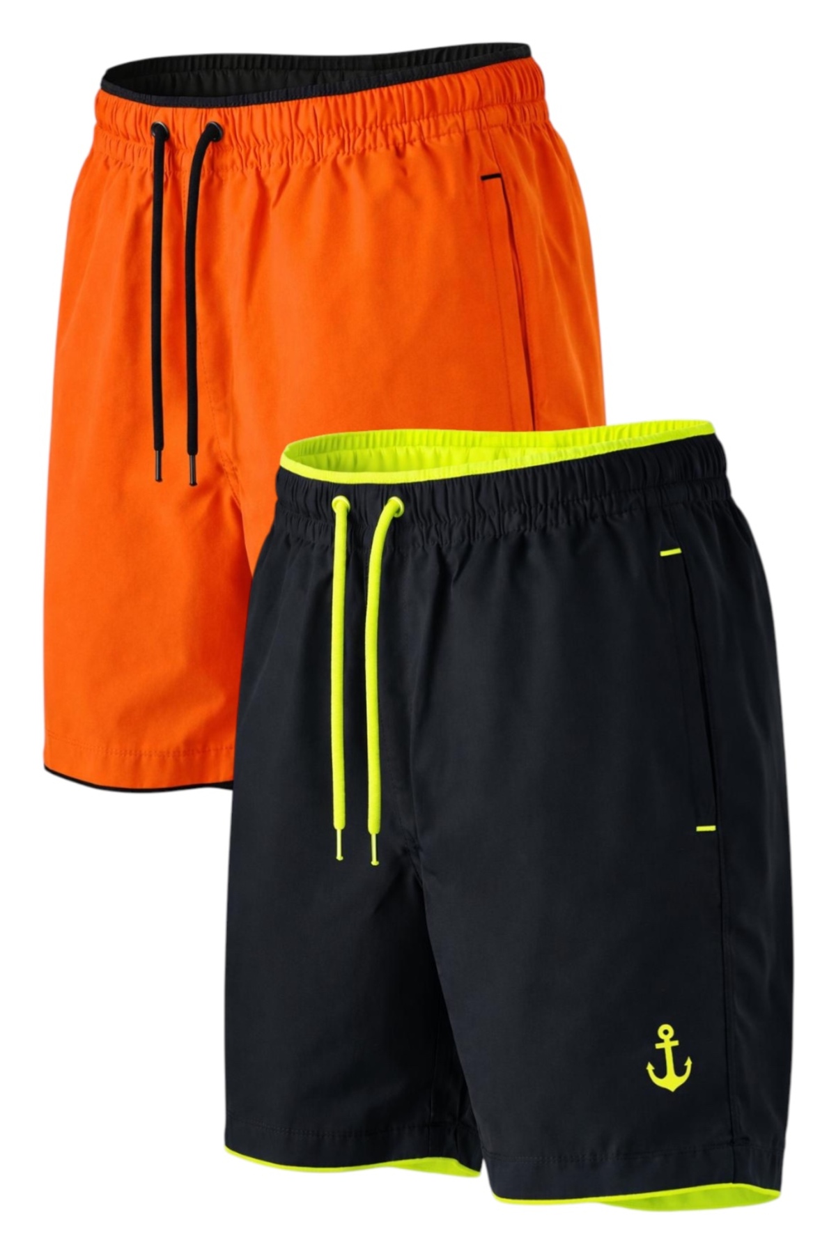 2-piece Pocket Zipper Lined Colorful Sea Shorts