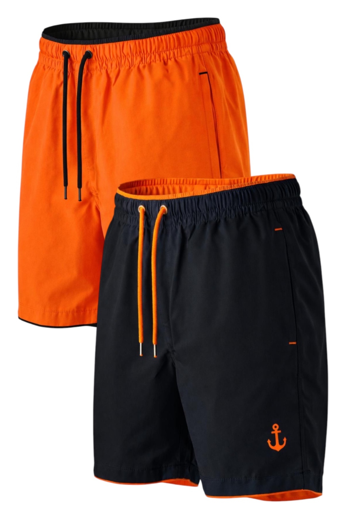 2-piece Pocket Zipper Lined Colorful Sea Shorts