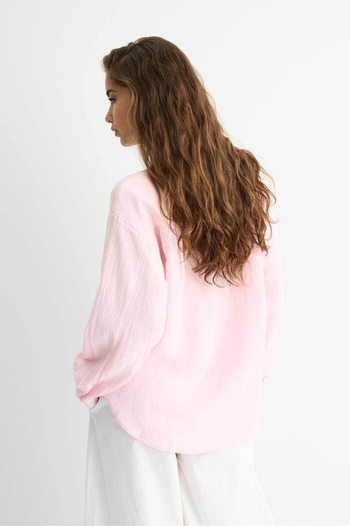 Stradivarius  Keten etkili dökümlü gömlek - Görsel 5