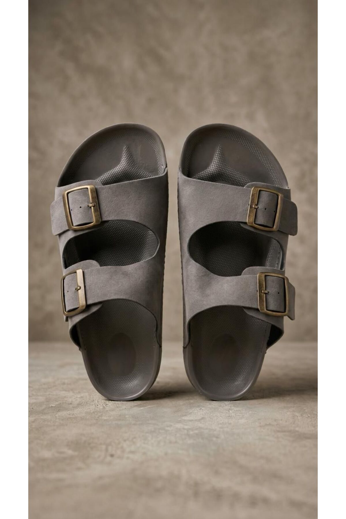 Beyond Unisex Gri Çift Tokalı Terlik BYNDEGEC01 görsel 7
