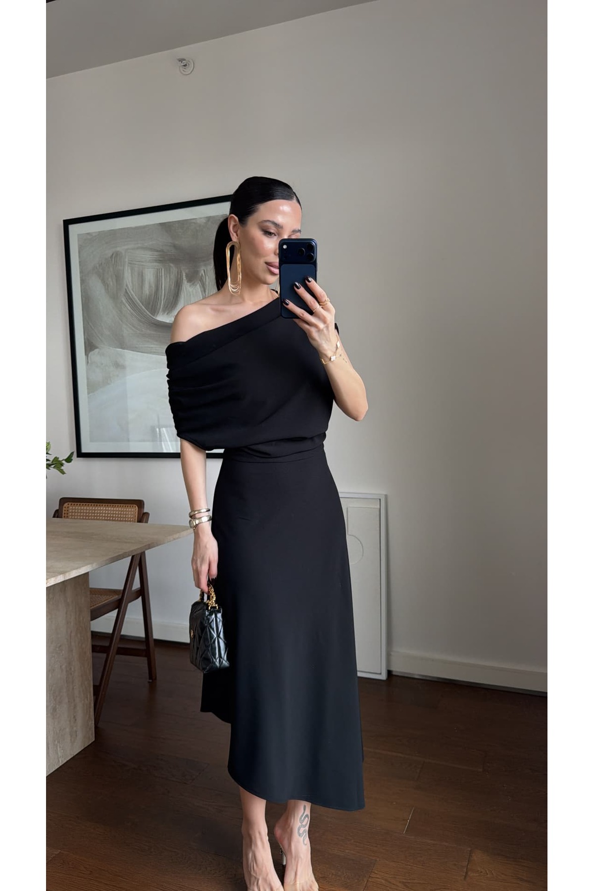 sinemkivanc co  KAYIK YAKA DÖKÜMLÜ ELBİSE - Görsel 3