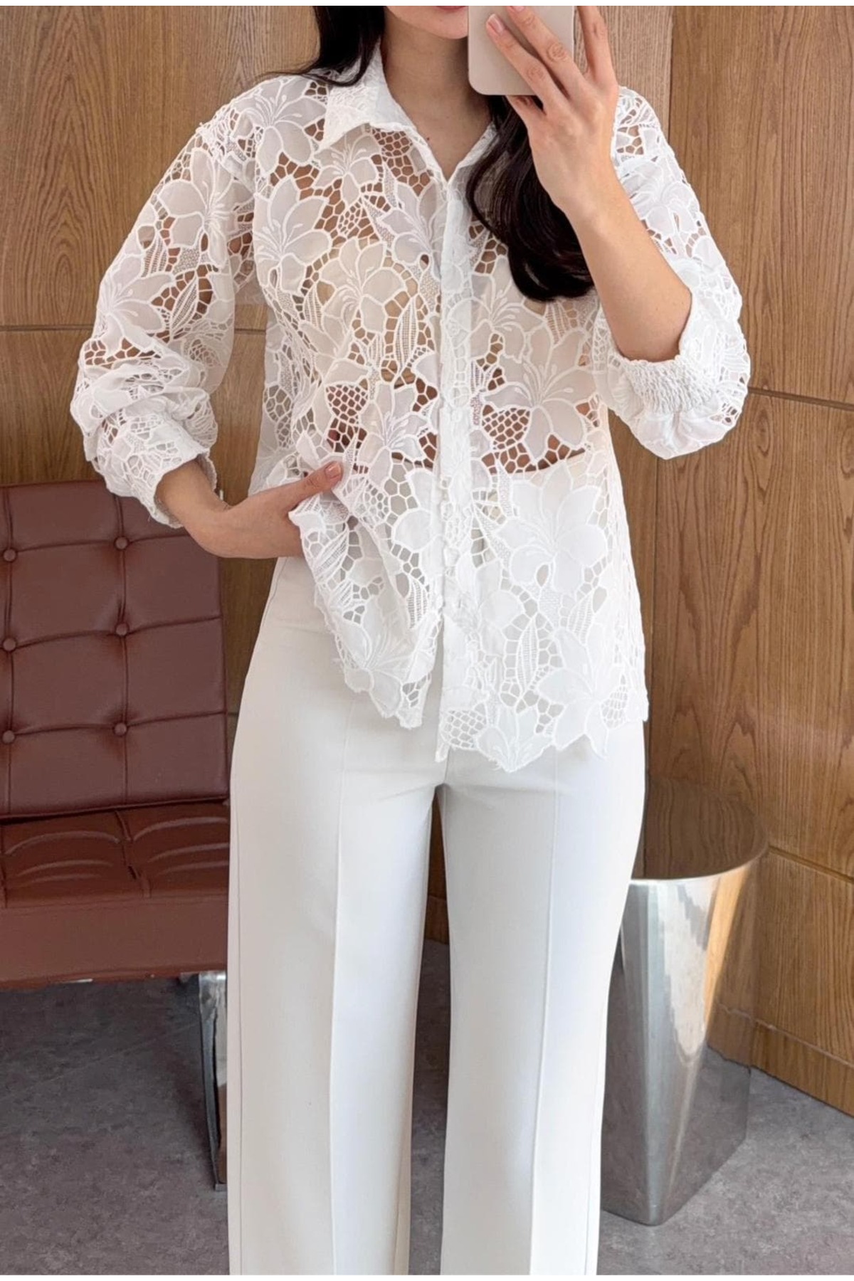 Nisam  Güpür Gömlek - Görsel 3