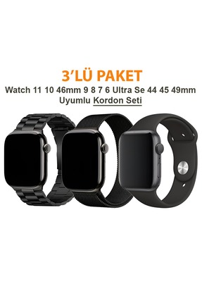 Dexmon Watch 11 10 9 8 7 6 Ultra Se 42 44 45 46 49MM Uyumlu 3' Lü Silikon + M...