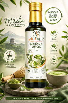 ŞİFAKÜR BİTKİSEL SAĞLIK ÜRÜNLERİ Şifakür Japon Matcha Şurubu 250 ml Yeşil Çay...