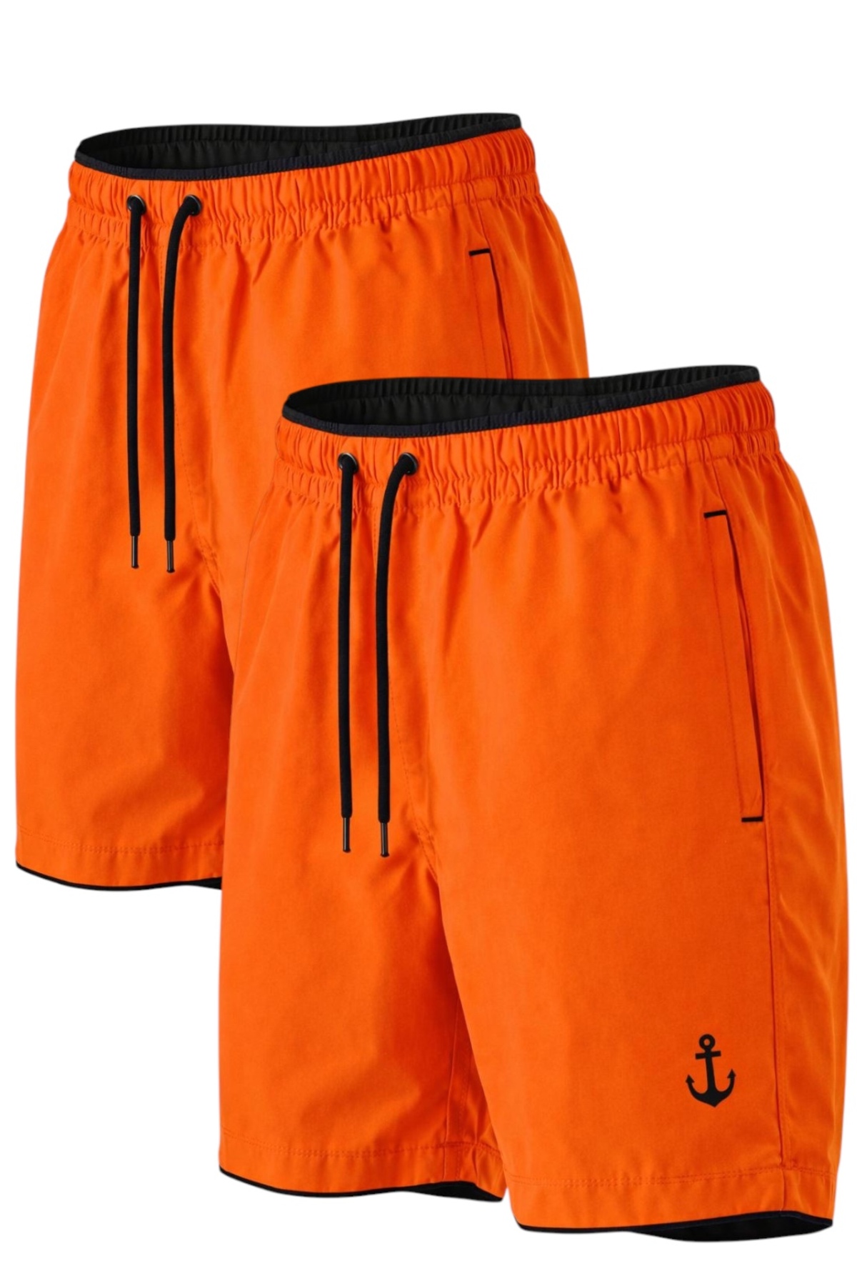 2-piece Pocket Zipper Lined Colorful Sea Shorts
