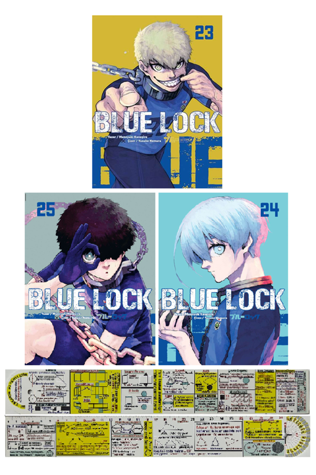 Komik Şeyler Blue Lock 23-24-25. Ciltler Manga Seti + Özel Cetvel