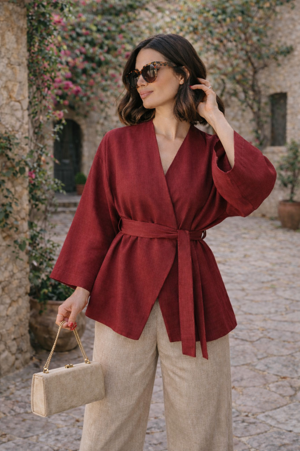Women's Belt Detailed Kimono