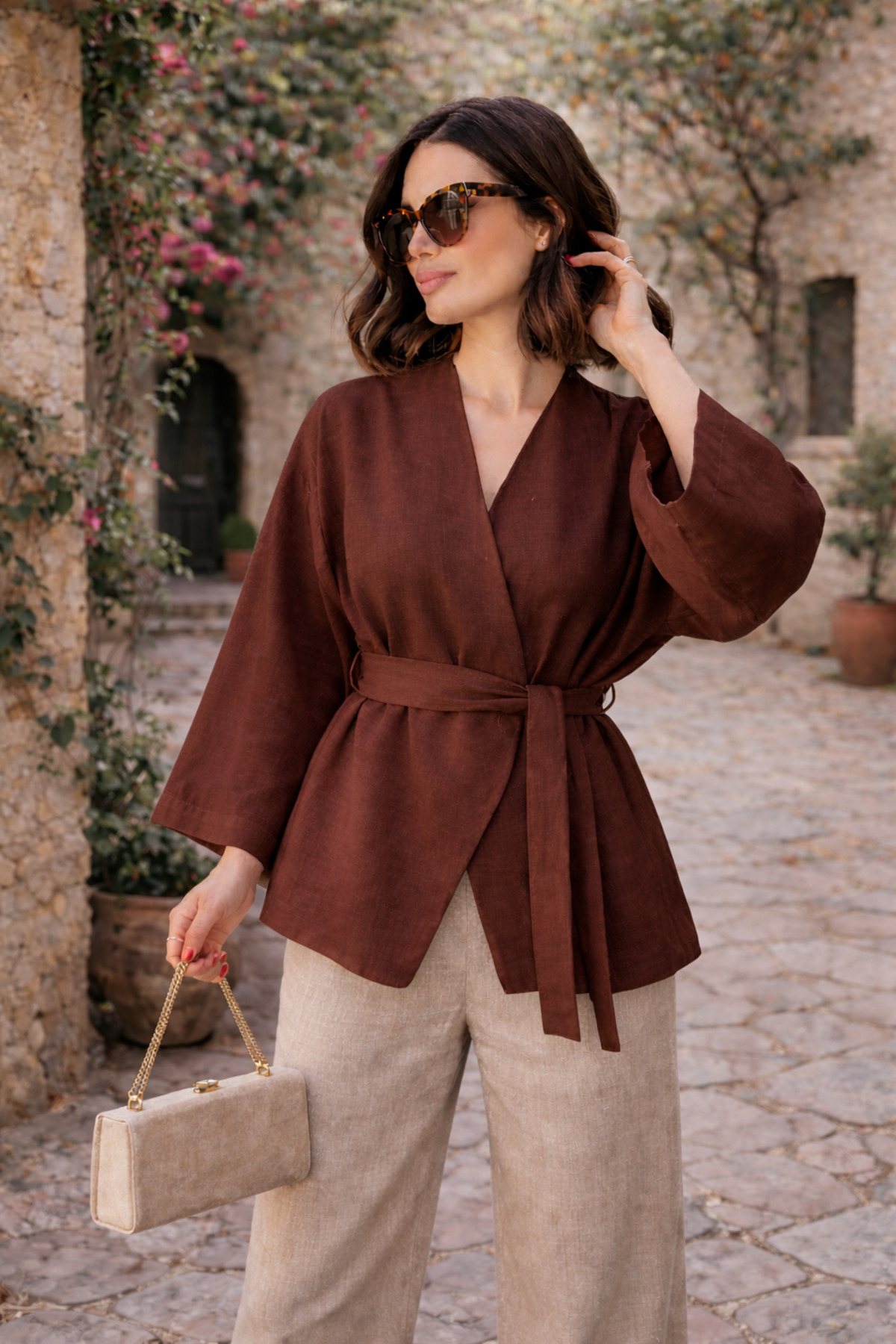 Women's Belt Detailed Kimono