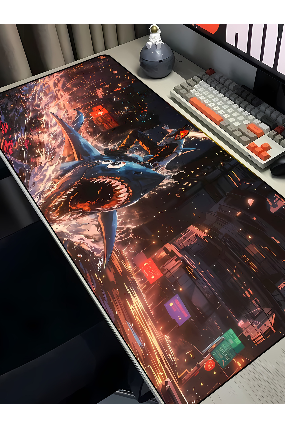 Chainsaw Man Mouse Pad – 40x90 Big Gaming Mousepad, Anti-Slip Base Player