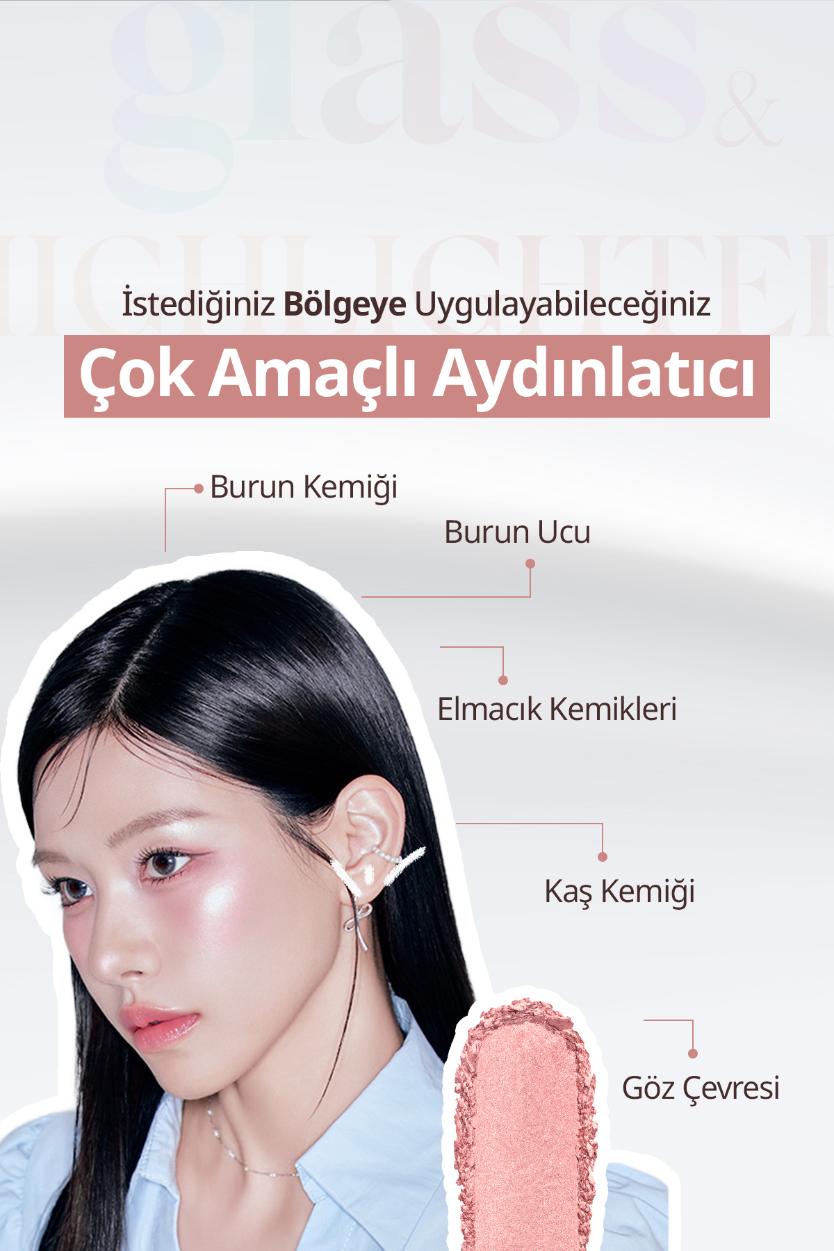 Doğal Işıltı Veren Şeftali & Pembe Tonlu Aydınlatıcı Glass & Highlighter (03 Peach Pearl) — صورتی 111144 — تصویر 3 از 9