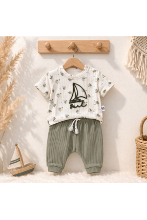 Happy Baby Butik Anılço %100 Pamuk Erkek Bebek Yazlık Yelkenli Nakış Detaylı ...