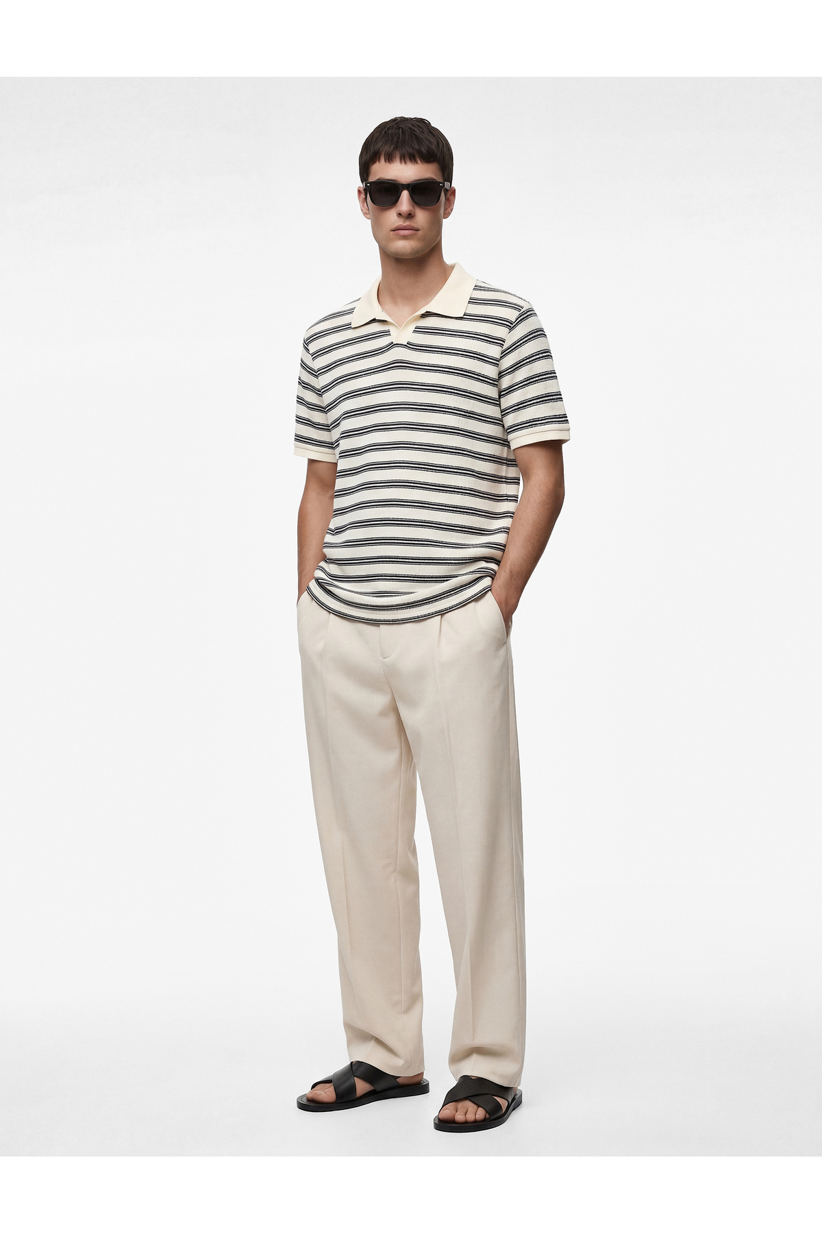 Koton Regular Fit Short Sleeve Polo Neck Striped T-Shirt