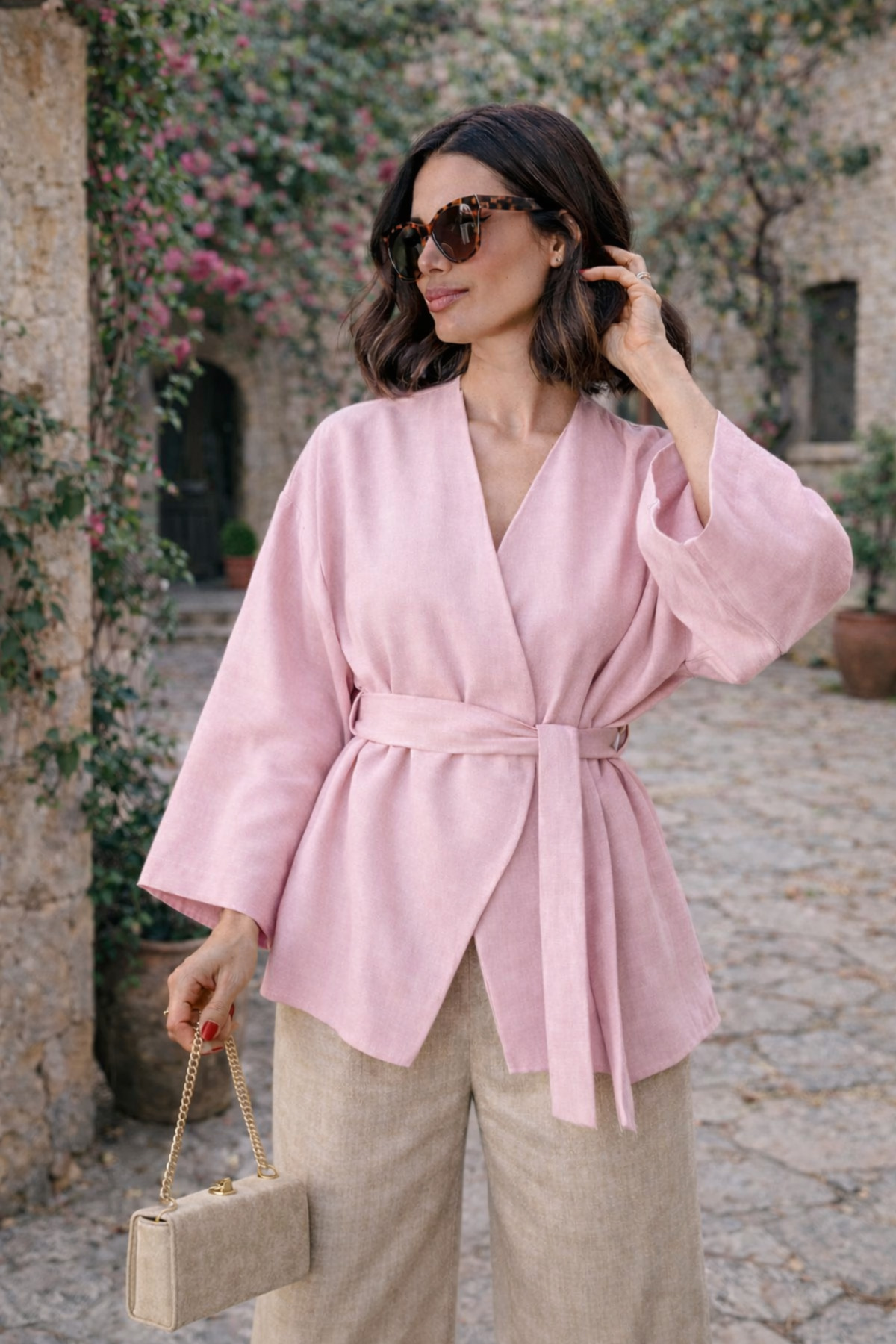 Women's Belt Detailed Kimono