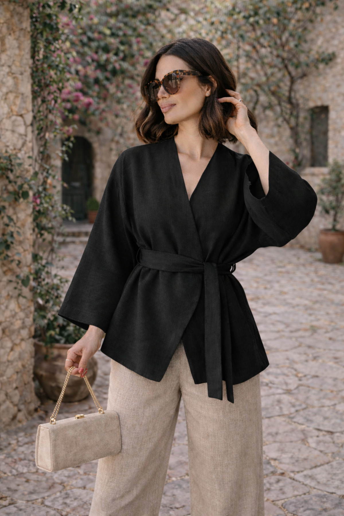 Women's Belt Detailed Kimono