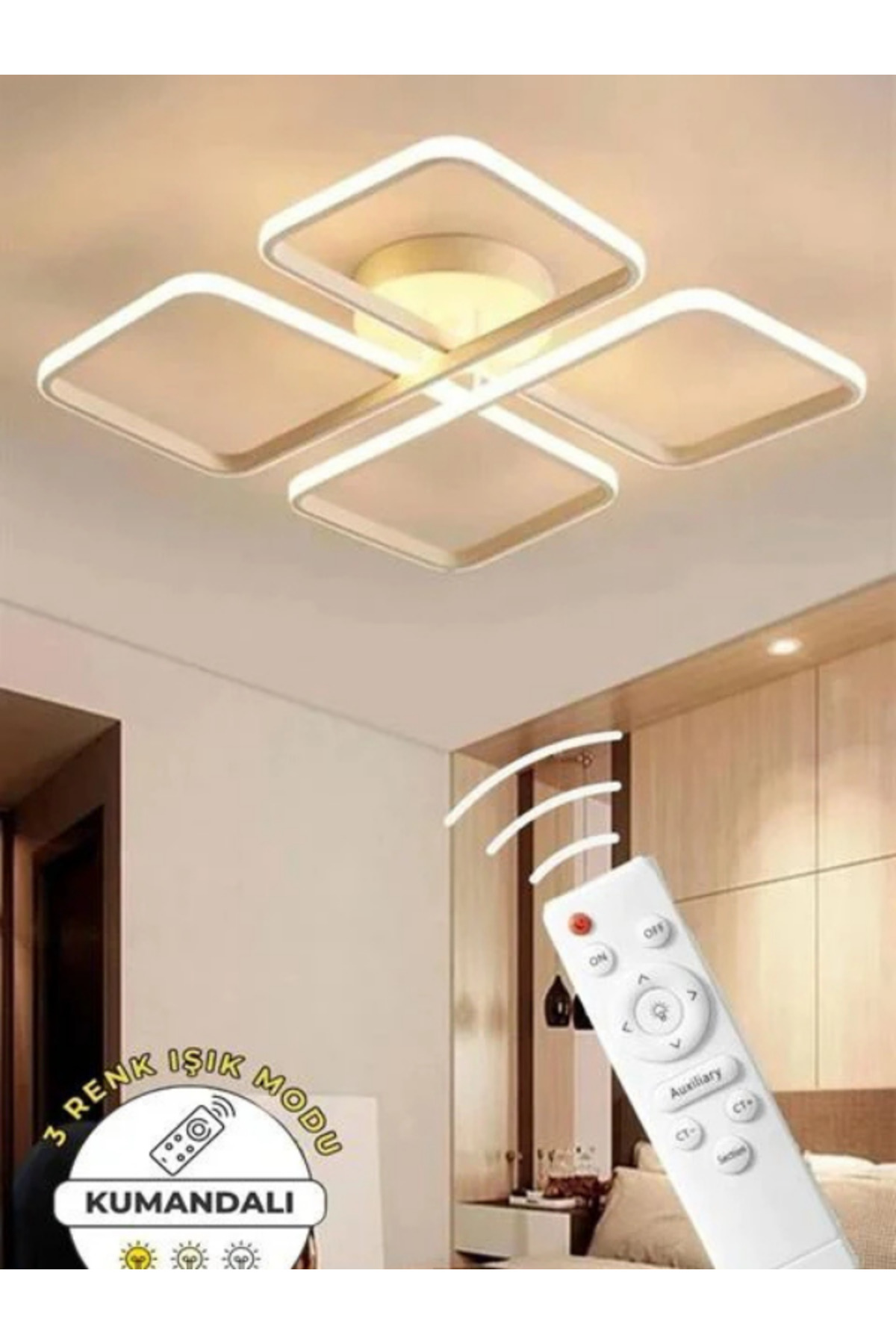 March Plafonyer White Ultra Super 3 Color Operated Led Chandelier
