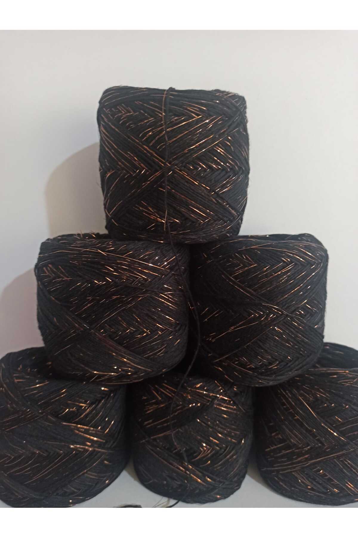 Cotton Cotton (Crochet) Knitting Yarn (Black,Copper Glitter) 100gr