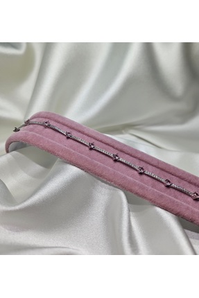BULUTREND 925 Ayar Gümüş Pembe Yuvarlak Taşlı Minimalist Su Yolu Bileklik