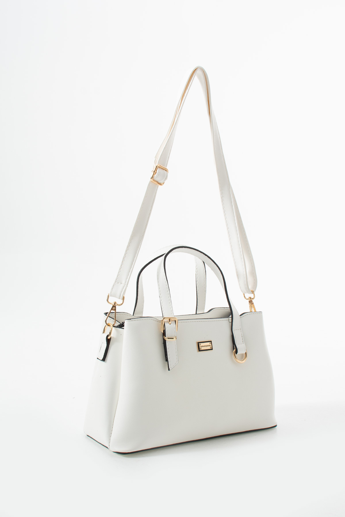 Women's Faux Leather Gold Buckle Hand and Shoulder Bag