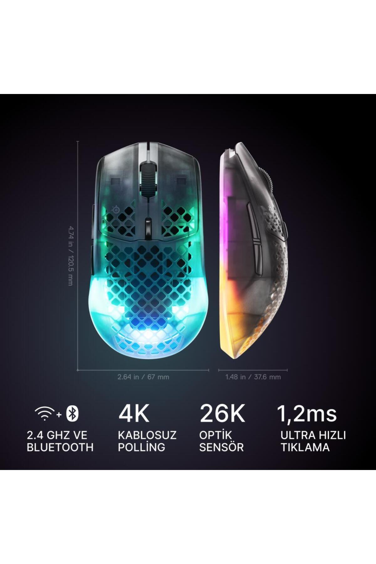 SteelSeries Aerox 3 Wireless Gen 2 - Shadow 4K Kablosuz Gaming