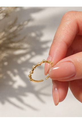 Arthesia Jewelry Taş Detaylı Gold Minimal Yüzük Kadın Zarif İnce Yüzük,Kararmaz