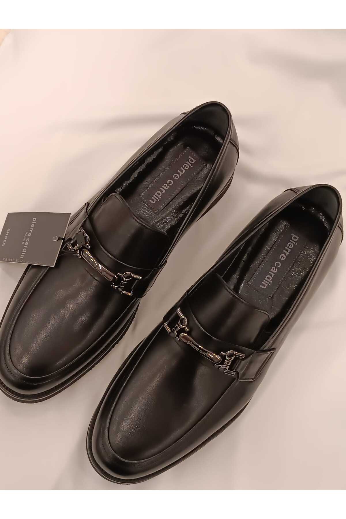 کفش‌های چرم اصل سگک‌دار مشکی با زیره EVA پیر کاردین کفش کلاسیک Pierre Cardin