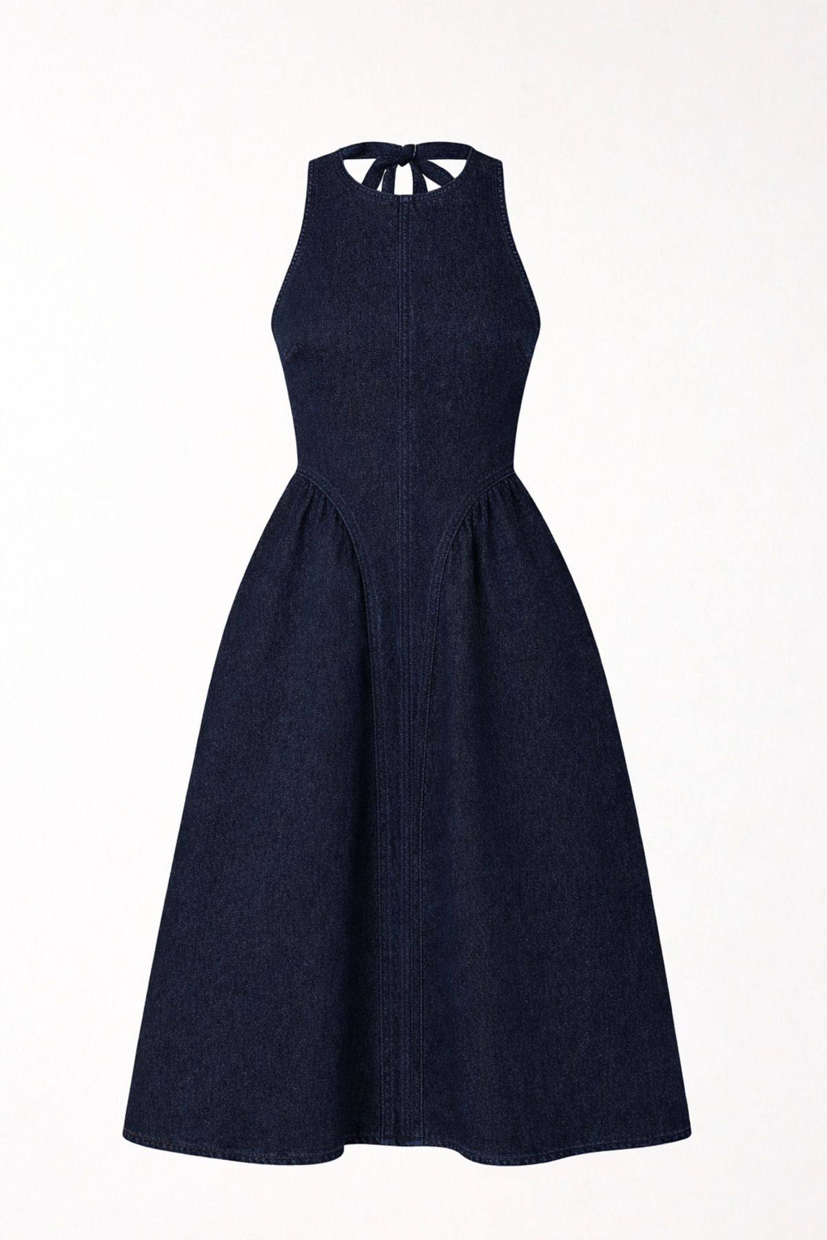 Perryes  Kadın Vintage Açık Sırt Bel Oturtmalı Jean Elbise Lacivert - Görsel 3