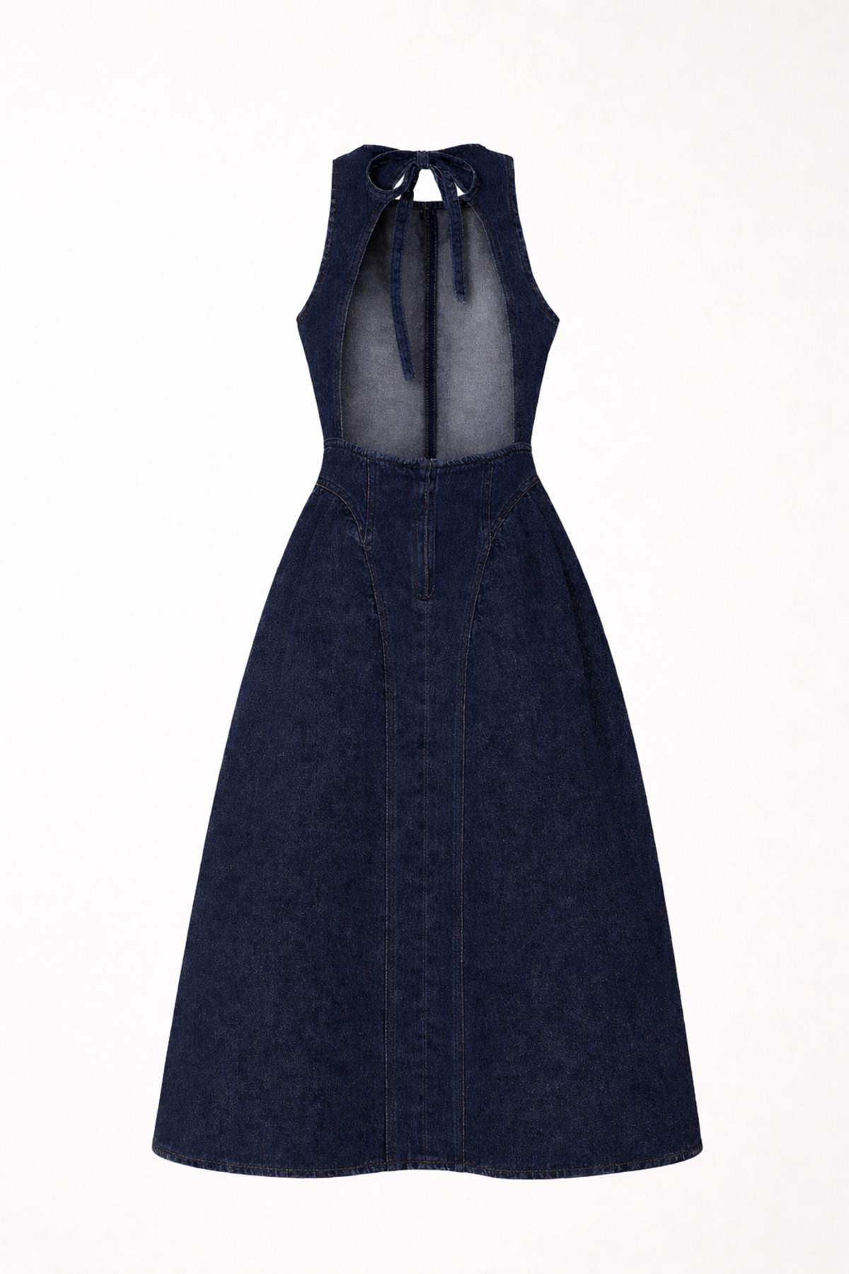 Perryes  Kadın Vintage Açık Sırt Bel Oturtmalı Jean Elbise Lacivert - Görsel 2