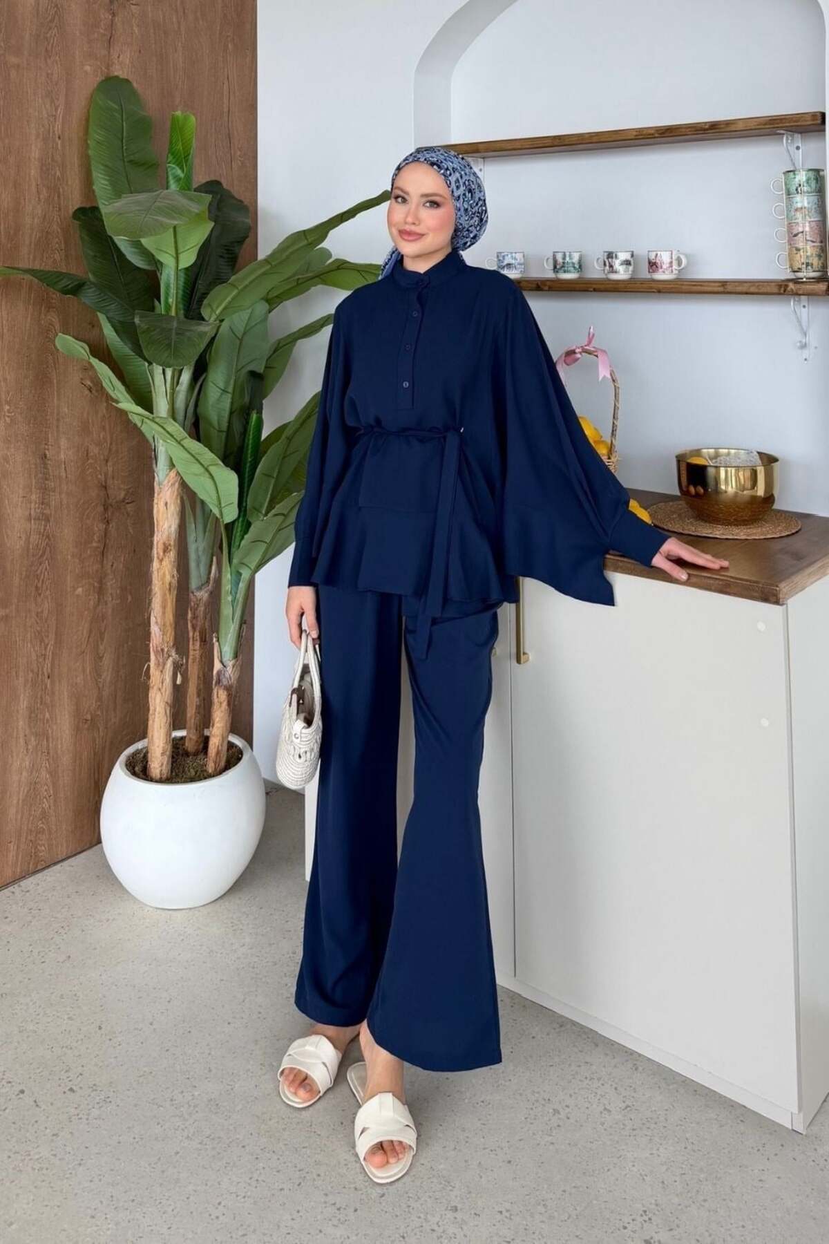 Şule Giyim Flow Pants Suit Navy Blue